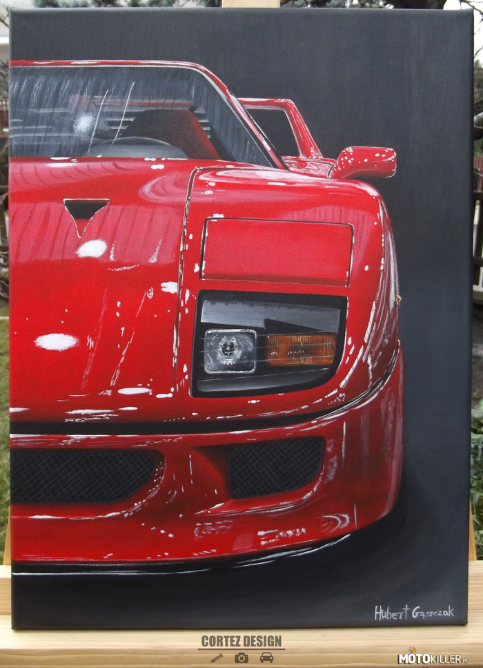 Obraz Ferrari F40 – Pierwszy obraz w tym roku gotowy - Ferrari F40, 30x40cm, płótno, farby akrylowe. 