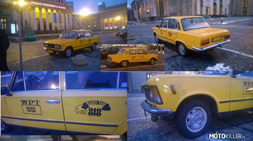 Fiat 125p w Centrum Warszawy w odsłonie Taxi "1313"