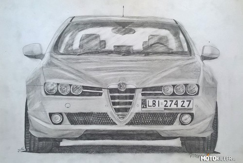 Alfa Romeo 159 rysunek ołówkiem